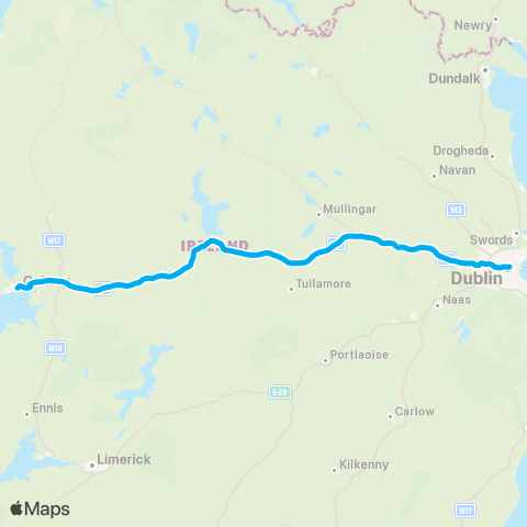 Citylink Galway - Dublin map