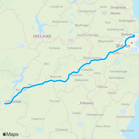 Citylink Limerick City - Dublin Airport map