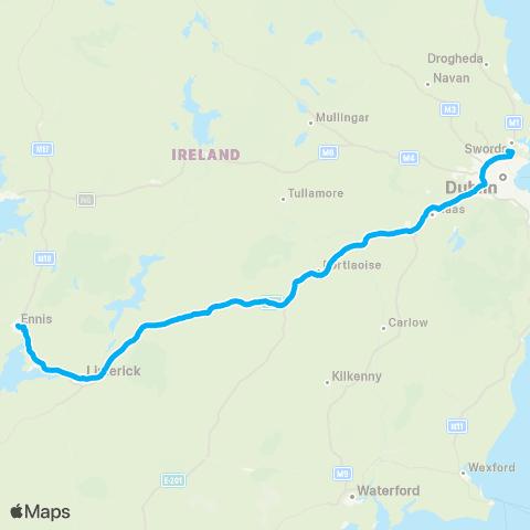Citylink Ennis - Dublin Airport map
