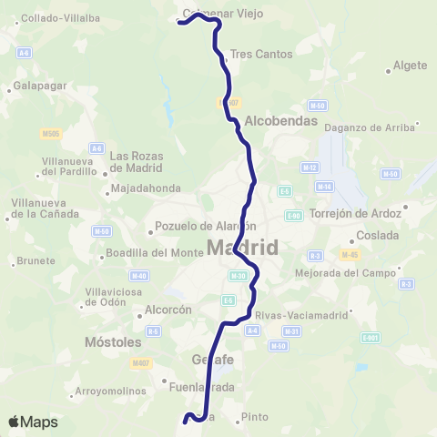 Cercanías Parla ↔ Colmenar Viejo / Alcobendas map