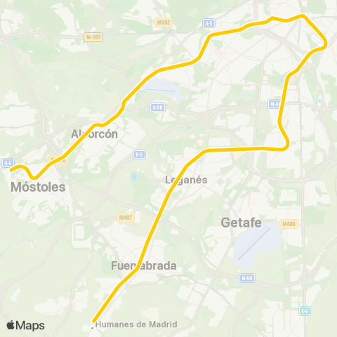 Cercanías Humanes ↔ Atocha ↔ Móstoles map