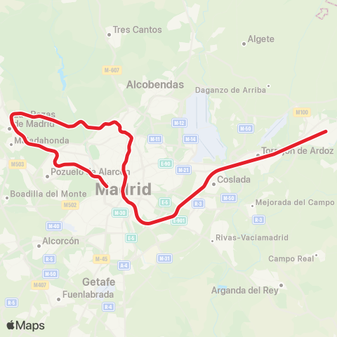 Cercanías Príncipe Pío ↔ Alcalá de Henares map