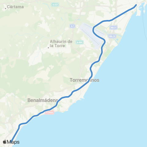 Cercanías Fuengirola - Malaga Centro-Alameda map