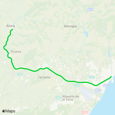 Cercanías Málaga Centre - Alameda - Álora map