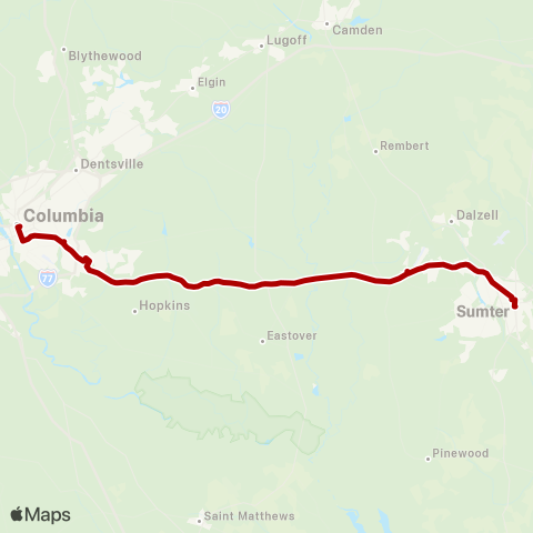 The Comet Lower Richland Express map