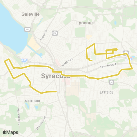 Syracuse School Routes Teall Ave map
