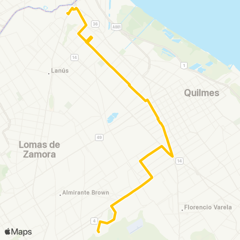 Provincia de Buenos Aires Compañía de Omnibus 25 de Mayo Linea 278 map