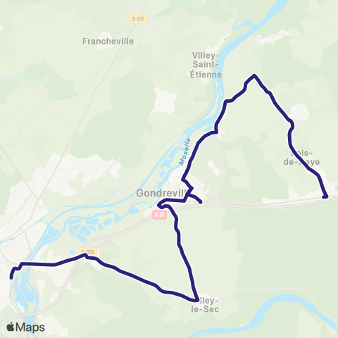 Colibri Aingeray - Gondreville - Avancée Pte de Metz / Gare Routiere - Velaine-en-Haye map