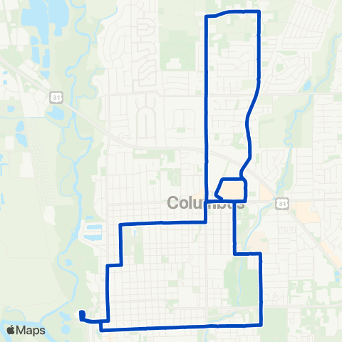 ColumBUS Transit Blue map