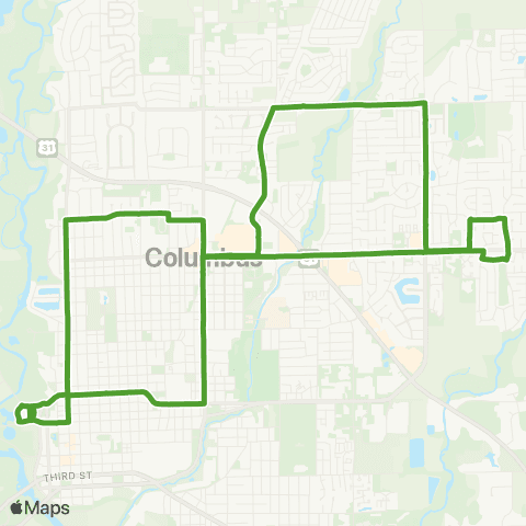 ColumBUS Transit Green map