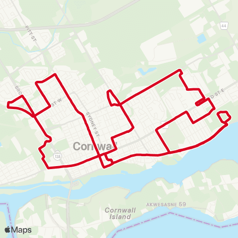 Cornwall Transit Canada Day map