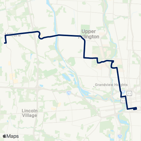 COTA Hilliard-OSU map