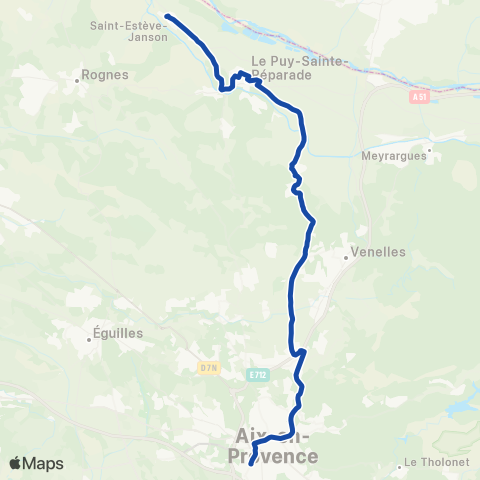 Pays d'Aix Mobilité St Estève - le Puy - Aix map