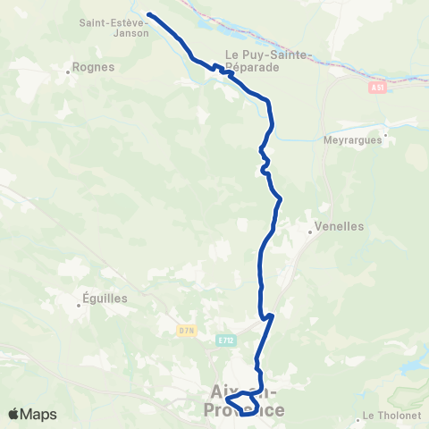 Pays d'Aix Mobilité St Estève - le Puy - Aix map