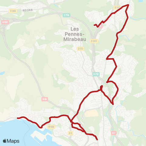 Pays d'Aix Mobilité Berre Marseille vers Pennes Mirabeau map