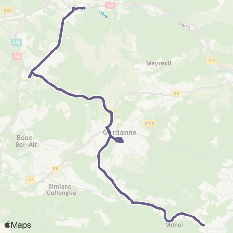 Pays d'Aix Mobilité Mimet - Gardanne - Aix-en-Provence map