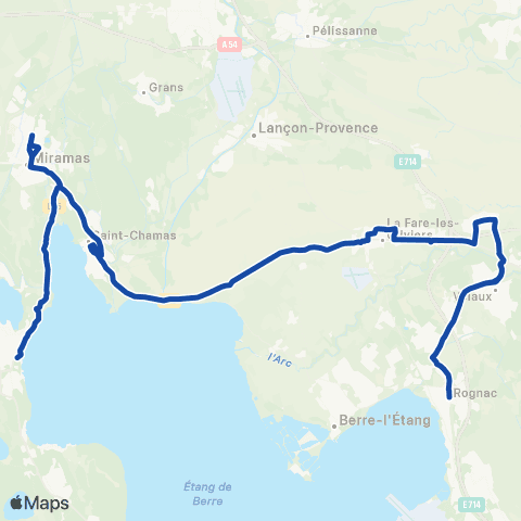 Pays d'Aix Mobilité Desserte Nord de l'Etang de Berre map