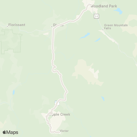 Cripple Creek Victor / Cripple Creek / Divide / Woodland Pk Transit Service map
