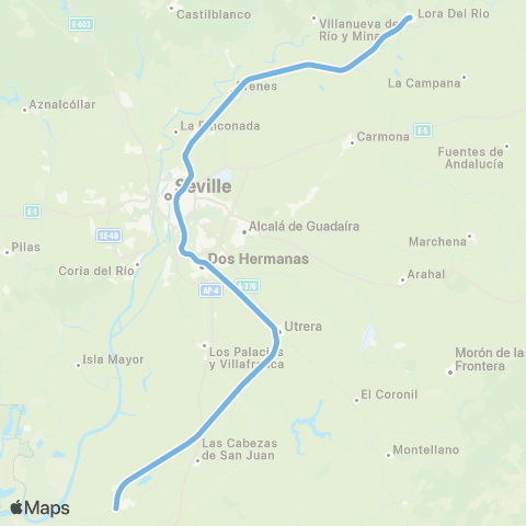 Cercanías Lora del Río - Sevilla Santa Justa - Lebrija map