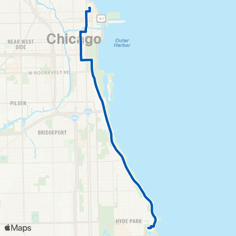 CTA Obama Presidential Ctr / Museum of Science & Industry Exp map