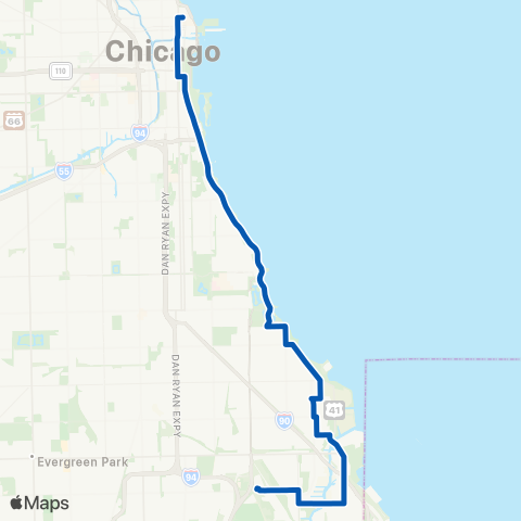 CTA South Shore Express map