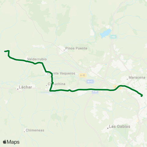 Junta de Andalucia Granada - Chauchina - Fte.Vaqueros - Valderrubio - Obéilar map