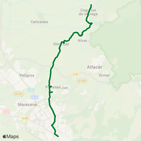 Junta de Andalucia Granada - Pulianas - Güevéjar - Nívar - Cogollos V. map