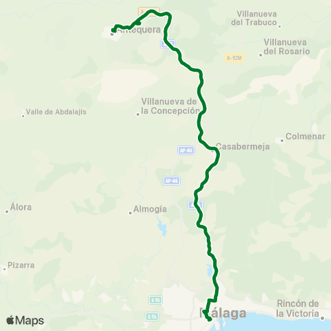 CTMAM Málaga-Antequera (Directo) map