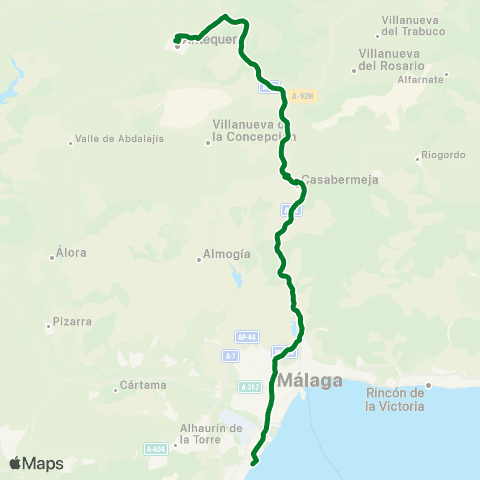 CTMAM Antequera-Casabermeja-Torremolinos (Servicio De Playa) map