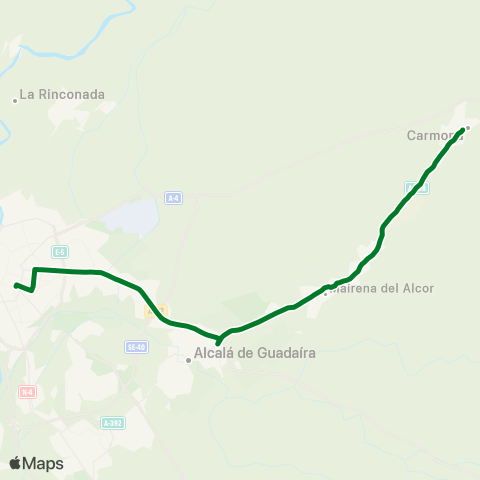 Junta de Andalucia M-124 Carmona - el Viso del Alcor - Sevilla map