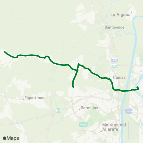Junta de Andalucia M-175 Albaida - Sevilla (por Señorío de Guzmán y Gines) (Vier Sab Dom y Fest) map