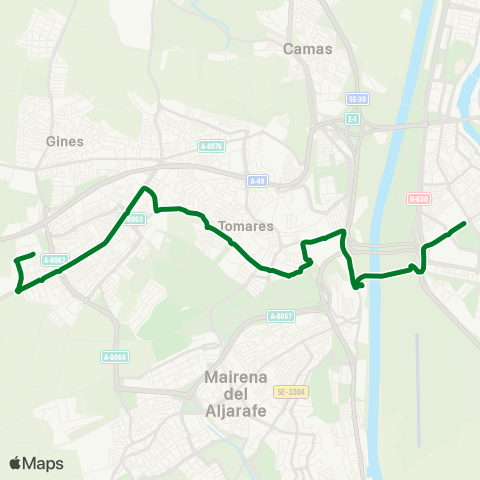 Junta de Andalucia M-162 Bormujos - Sevilla (por Tomares) map