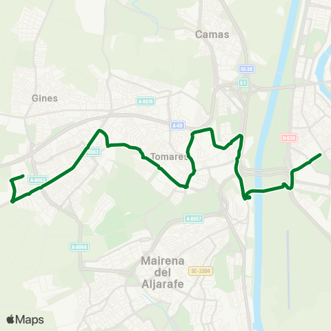 Junta de Andalucia M-162 Bormujos - Sevilla (por Avda Reina Sofía Tomares) map