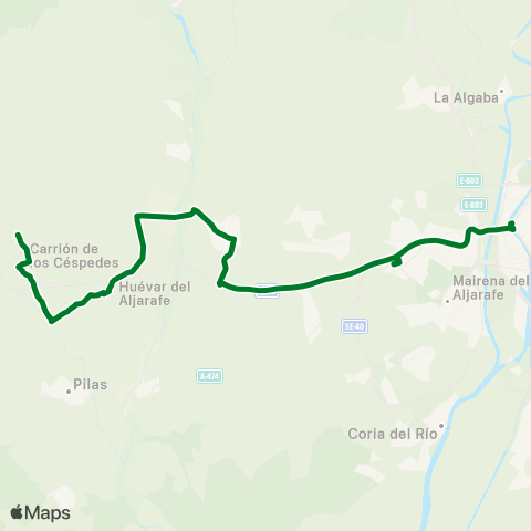 Junta de Andalucia M-165 Castilleja del Campo - Sevilla map