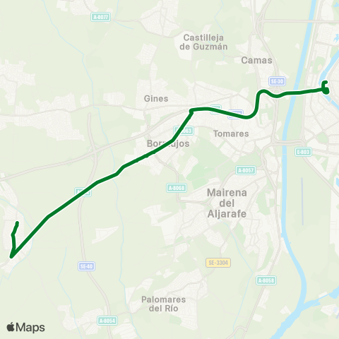 Junta de Andalucia M-158 Bollullos de la Mitación - Sevilla (por Bormujos) map