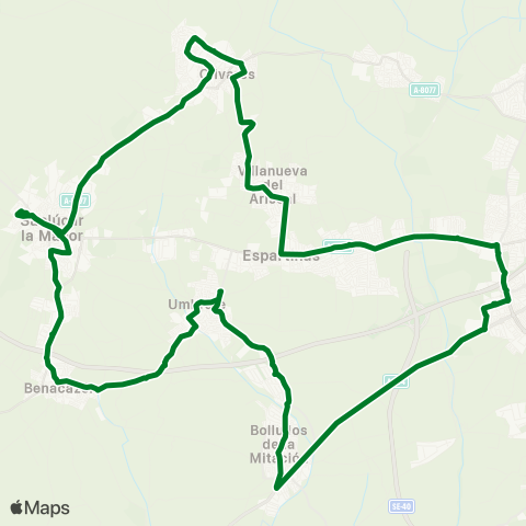 Junta de Andalucia M-102b Circular Aljarafe (Sentido B) map