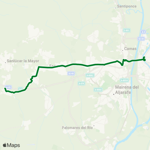 Junta de Andalucia M-168 Benacazón - Sevilla (por Espartinas) map