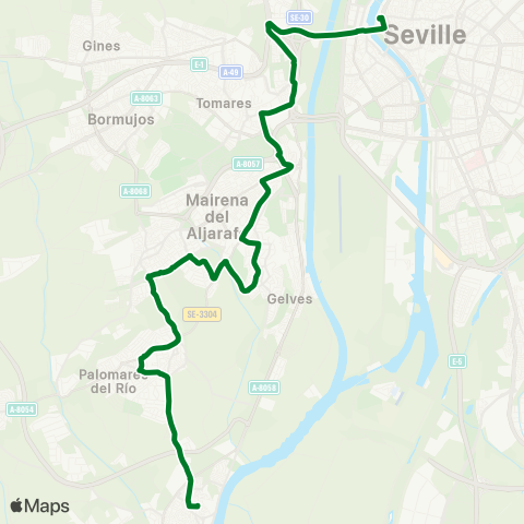 Junta de Andalucia M-142 Coria del Río - Sevilla map