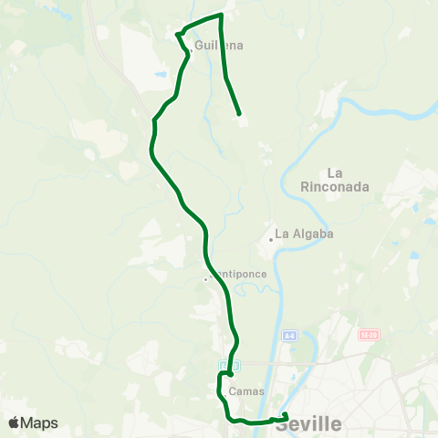 Junta de Andalucia M-177 Torre de la Reina - Guillena - Camas - Sevilla map