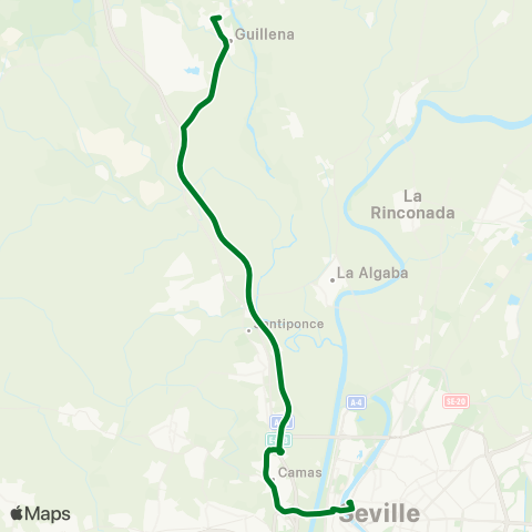 Junta de Andalucia M-177 Guillena - Camas - Sevilla (sin Parada en Torre de la Reina) map