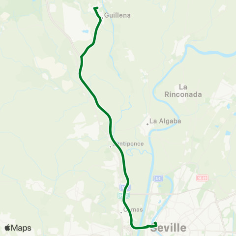 Junta de Andalucia M-177 Guillena - Sevilla (Directo) map