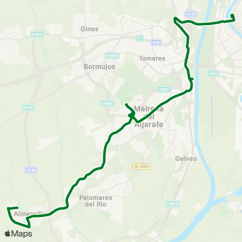 Junta de Andalucia M-155 Almensilla - Sevilla map