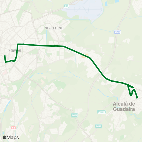 Junta de Andalucia M-121 Alcalá de Guadaíra - Sevilla (Nocturno-Sábados) map