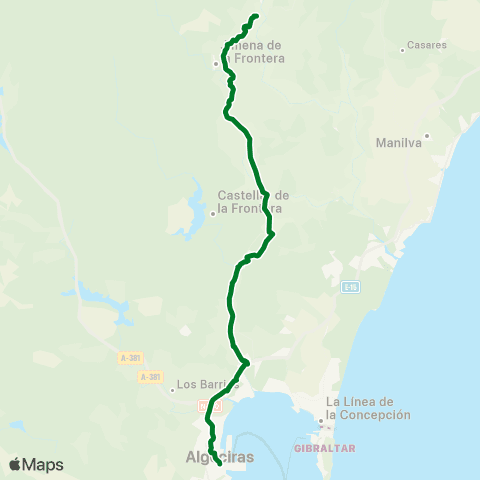 Consorcio de Transporte Metropolitano del Campo de Gibraltar San Pablo-Jimena-Castellar-Algeciras map