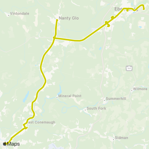 CamTran Ebensburg-Johnstown map