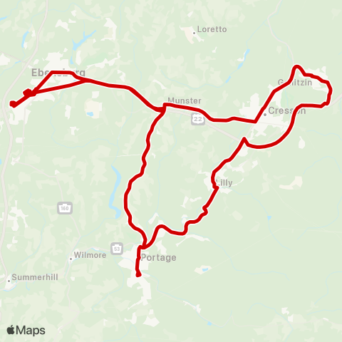 CamTran Mainline-Cresson-Portage-Ebensburg map