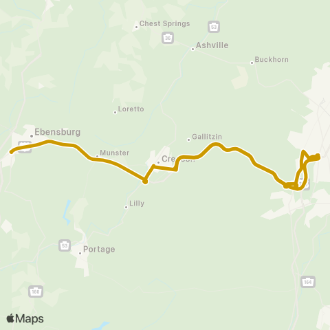 CamTran Ebensburg to Altoona map