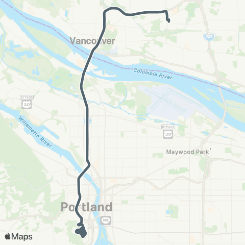 C-TRAN Marquam Hill Express map