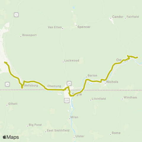 CTRAN Elmira-Owego map