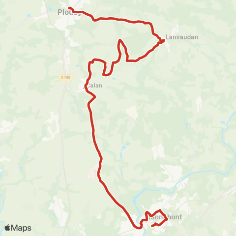 CTRL Scolaires Plouay Gare rout. - Lanvaudan - Calan - Hennebont Lycées map